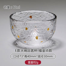 Load image into Gallery viewer, Gold Glass Tea Bowl Cup with Glod Rim Japanese style Hand Hammer Kung Fu Accessories Green Puer Teacups Teaware Set