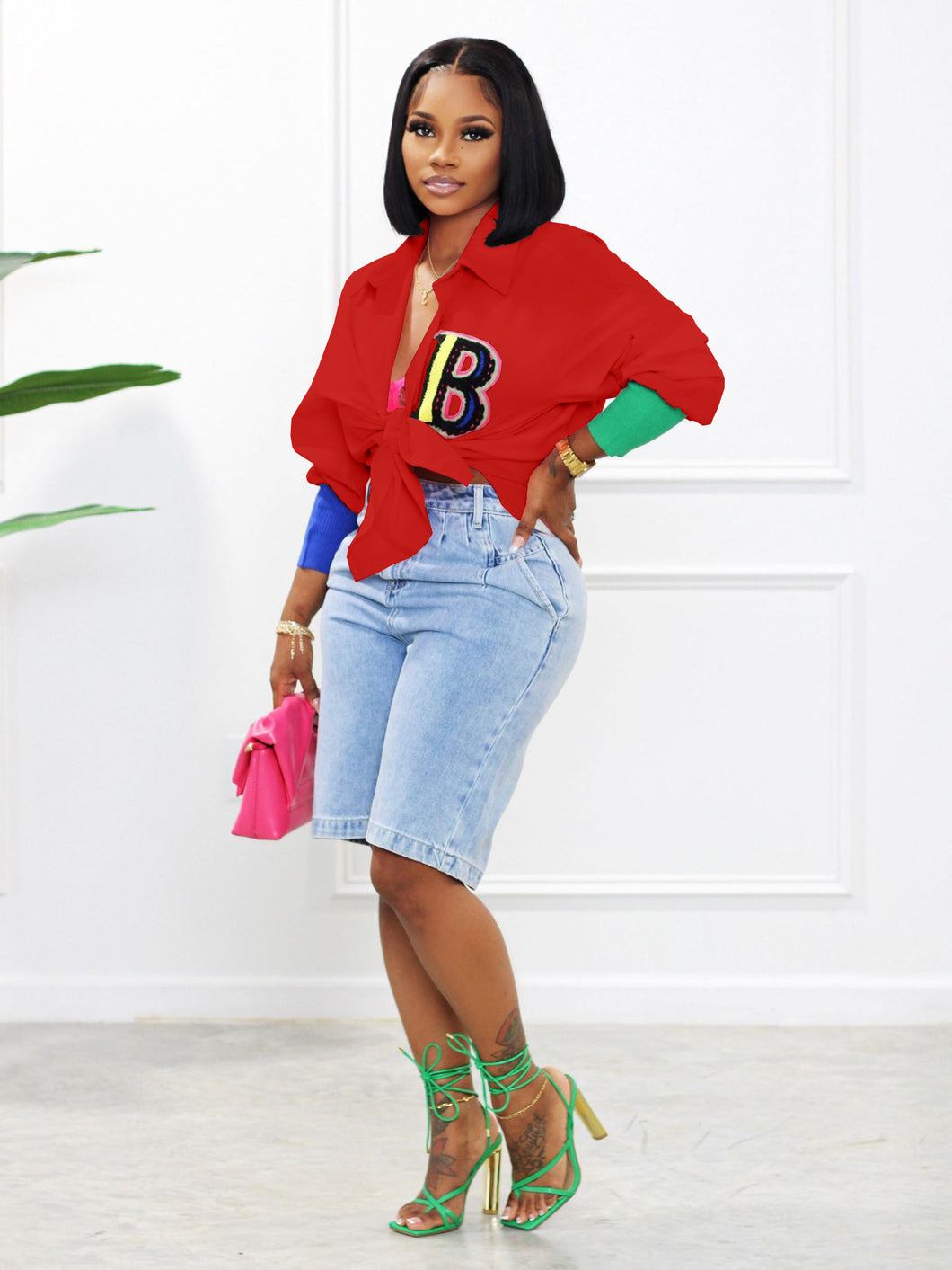 Truen fall 2022 women clothes letter patches long sleeve top blouses multi-color button shirt cardigan women's blouse & shirts