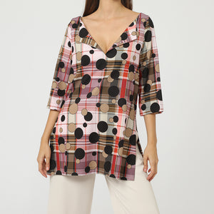 Women's Blouses & Shirts Made in Italy top quality with three-quarter sleeves geometric print viscose comfort fit tunic