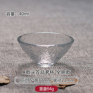 Gold Glass Tea Bowl Cup with Glod Rim Japanese style Hand Hammer Kung Fu Accessories Green Puer Teacups Teaware Set