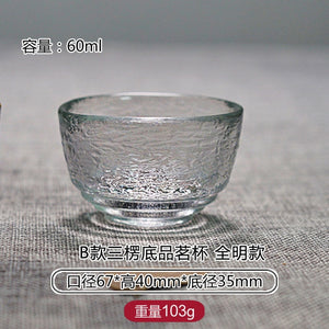 Gold Glass Tea Bowl Cup with Glod Rim Japanese style Hand Hammer Kung Fu Accessories Green Puer Teacups Teaware Set