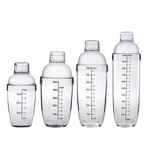 Home Cocktail Shaker Transparent Resin Coffee Bar Tools Bottle Drink Barware Beverage With Scale Party Wine Mixer Portable