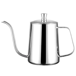 Stainless Steel Mounting Bracket Hand Punch Pot Coffee Pots With Lid Drip Gooseneck Spout Long Mouth Coffee Kettle Teapot- 600ml