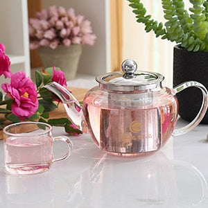 Good Clear Borosilicate Glass Teapot With 304 Stainless Steel Infuser Strainer Heat Resistant Loose Leaf Tea Pot Tool Kettle Set
