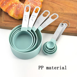 4Pcs/Set Multi Purpose Spoons/Cup 3Colors Measuring Tools PP Baking Accessories Stainless Steel Handle Kitchen Gadgets