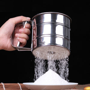 Hand-held Stainless Steel Flour Sieve Cup Powder Sieve Mesh Knife Baking kitchen Gadget For Cakes Hand-screened Sugar Mesh Sieve