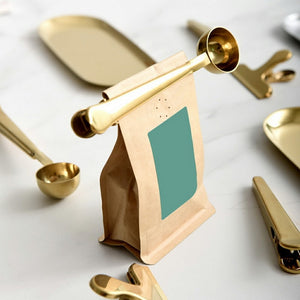Sainless Steel Coffee Spoon With Bag Seal Clip Multifunctional Coffee Measuring Spoon Gold Sliver Ice Cream Spoon