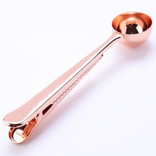 Load image into Gallery viewer, Sainless Steel Coffee Spoon With Bag Seal Clip Multifunctional Coffee Measuring Spoon Gold Sliver Ice Cream Spoon
