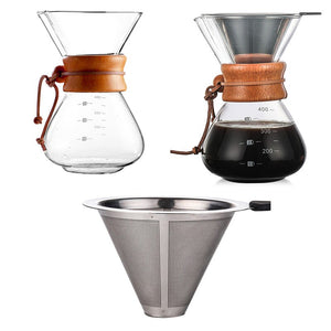 2020 Glass Coffee Pots Heat Resistant Classic Coffee Maker Pour Over Coffeemaker Coffee Pot Stainless Steel Coffee Filter #25