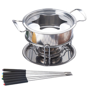 10-Piece Set Multifunctional Stainless Steel Ice Cream Chocolate Cheese Hot Pot Melting Pot Fondue Set Kitchen Accessories